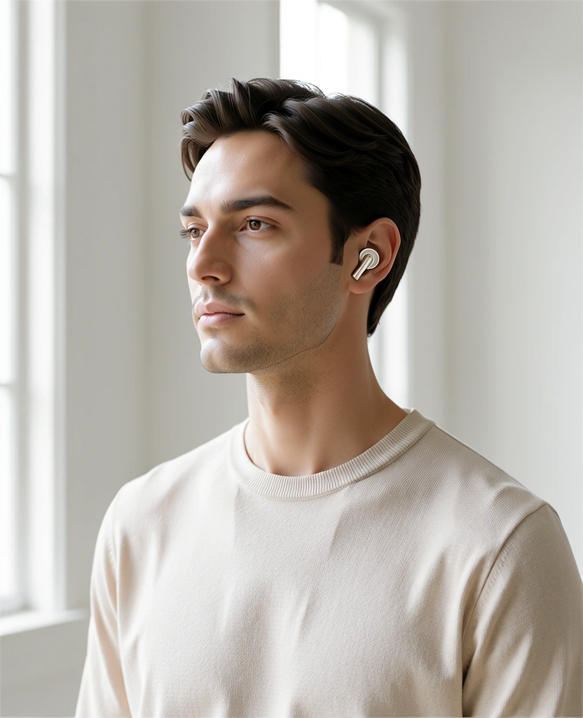 Persona in ambiente sereno per la protezione dell'udito